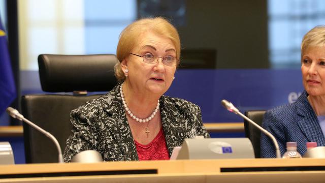 Anna Záporská az Európai Parlament képviseletében az Európai Parlament által és Az Utolsó Napok Szentjeinek Jézus Krisztus Egyháza támogatásával megrendezett "Nők a hitben: A vallás vagy hit szabadságának látásmódja" konferencián Brüsszelben 2017. november 9-én.